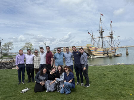 Dr. Yisroel Benporat and his class at Plymouth Harbor.